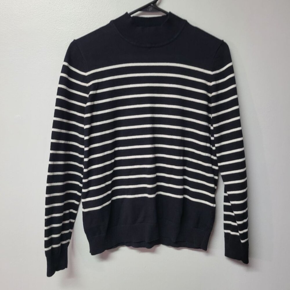 Northern Reflections Sweater‎ Black White Stripe Long Sleeve Womens Medium